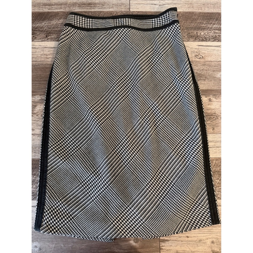 White‎ House Black Market Womens Skirt Size 2 Black White Houndstooth